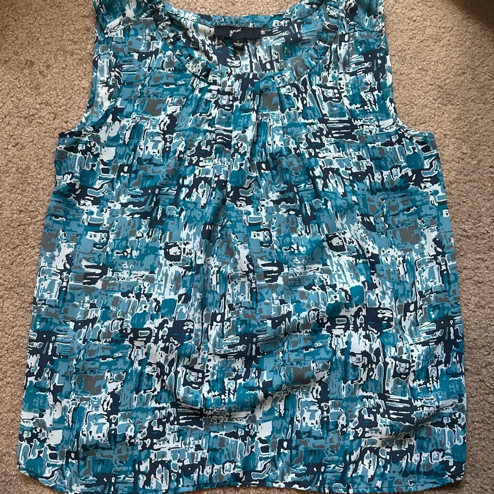 Abstract Blue and Gray Women's Top